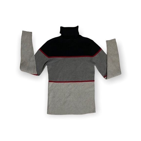 Gap Sweater Women’s Medium Size M Gray Black Long Sleeve Turtleneck Pullover - Picture 1 of 5